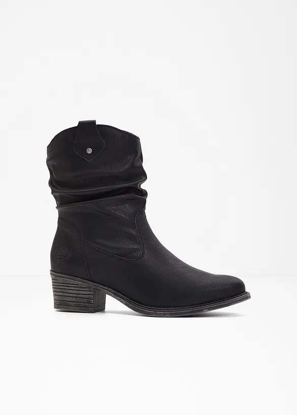 Gefütterte Rieker Komfort-Cowboy-Boots in schwarz von vorne - Rieker
