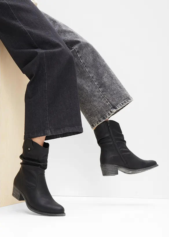 Gefütterte Rieker Komfort-Cowboy-Boots in schwarz - Rieker