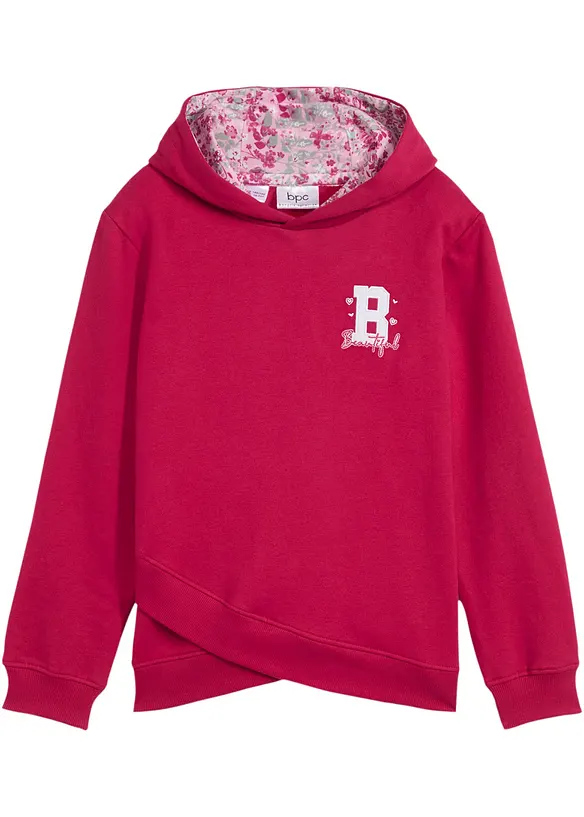 Kapuzensweatshirt aus Bio-Baumwolle in pink von vorne - bonprix