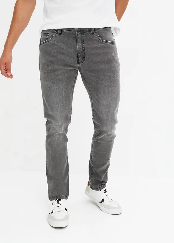 Slim-Fit-Jeans, Straight in grau von vorne - bonprix