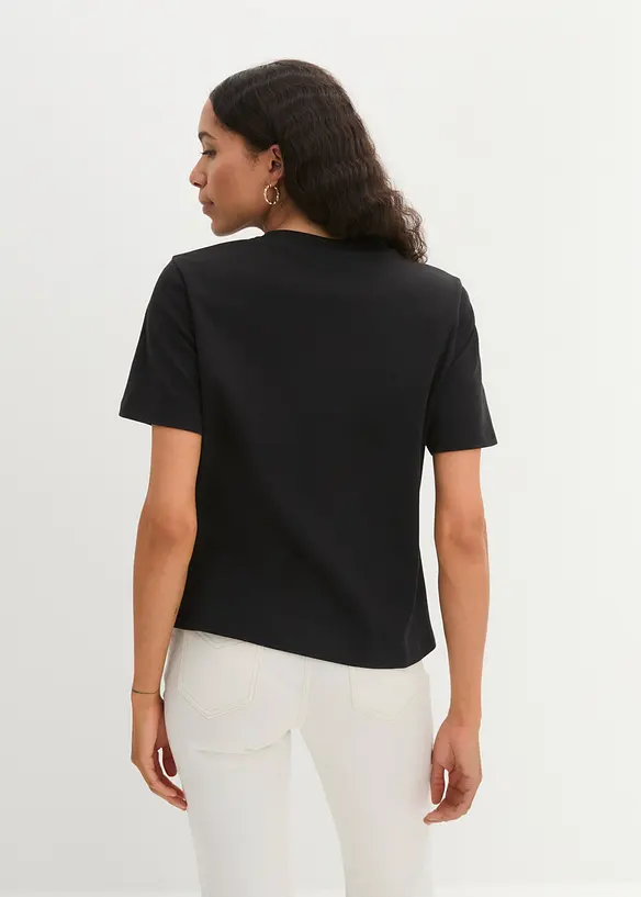 T-Shirt aus reiner schwerer Bio-Baumwolle in schwarz von hinten (im Anschnitt) - bonprix