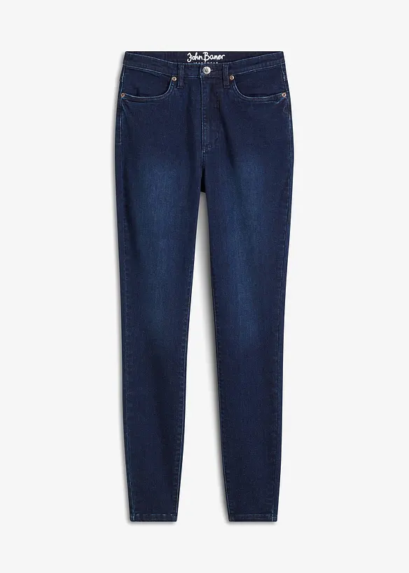 Skinny Jeans High Waist, Stretch in blau von vorne - bonprix