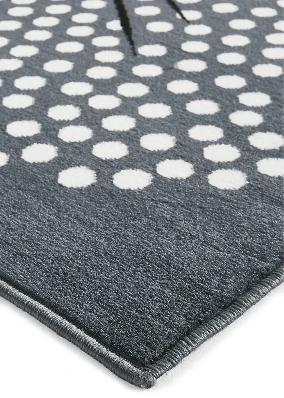 Teppich mit stilisierten Blüten in grau Detailaufnahme vom Material - bonprix