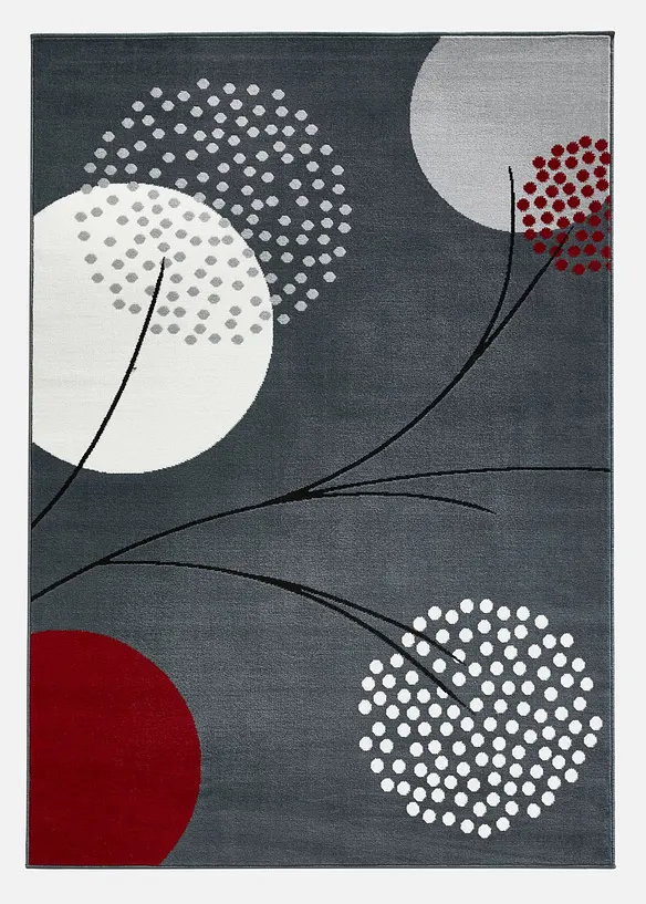 Teppich mit stilisierten Blüten in grau - bonprix