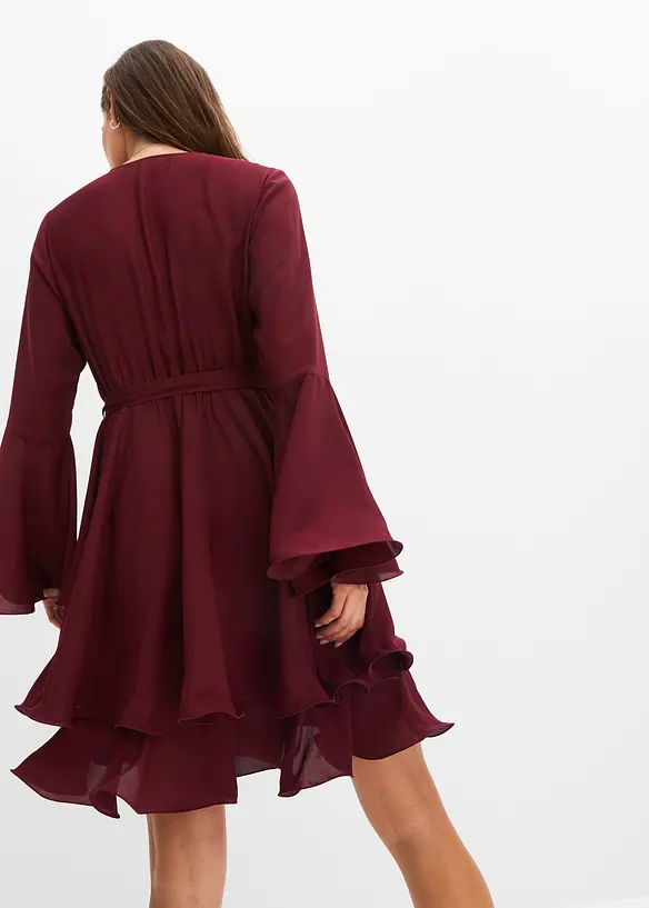 Tunika-Kleid mit V-Ausschnitt in rot von hinten (Totalaufnahme) - bonprix