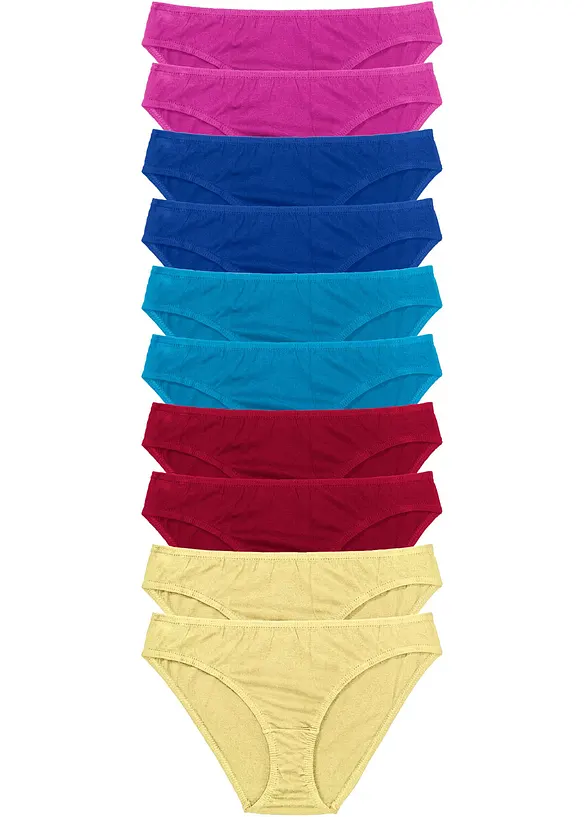 Slip mit weicher Baumwolle (10er Pack) in pink von vorne - bonprix