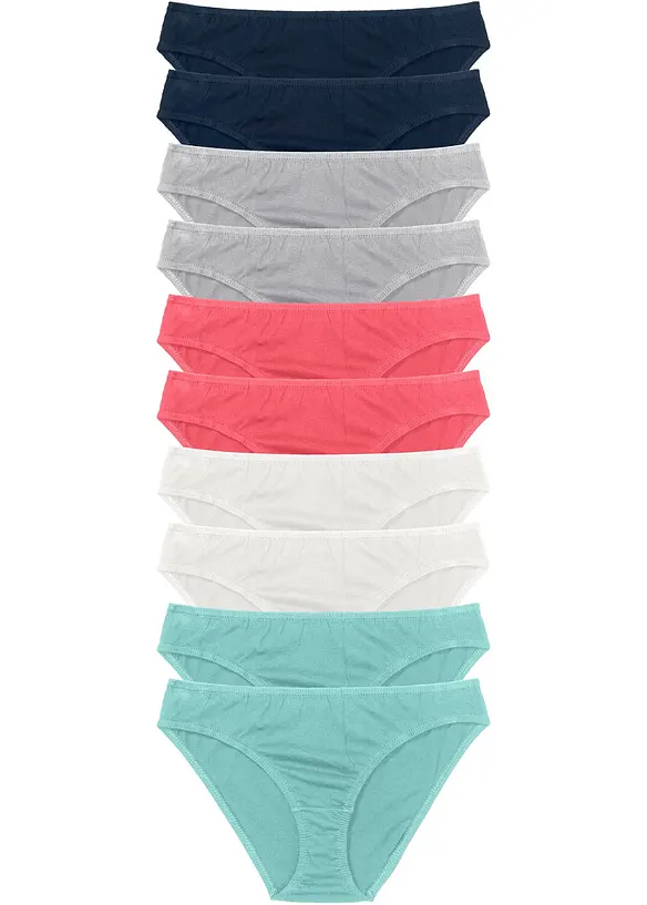 Slip mit weicher Baumwolle (10er Pack) in blau von vorne - bonprix