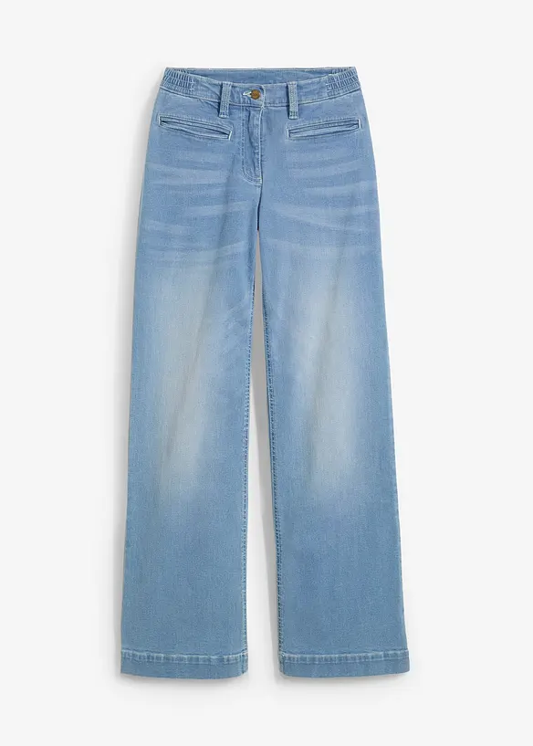 Wide Leg Jeans Mid Waist in blau von vorne - bonprix