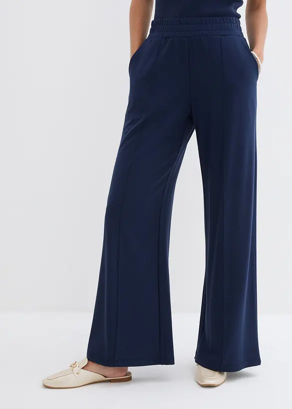Marlenehose aus bequemen Jersey in blau von vorne - bonprix Marlenehose aus bequemen Jersey in blau von vorne - bonprix