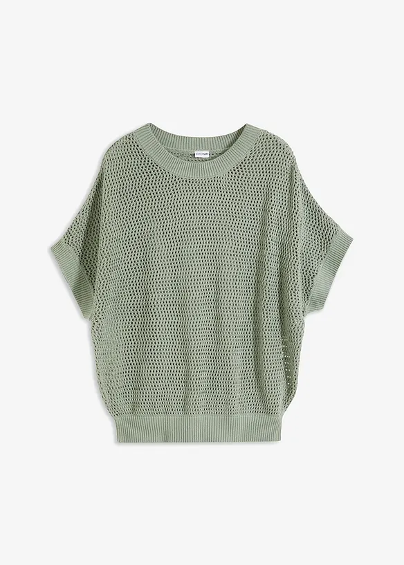 Oversize-Pullover in grün von vorne - bonprix