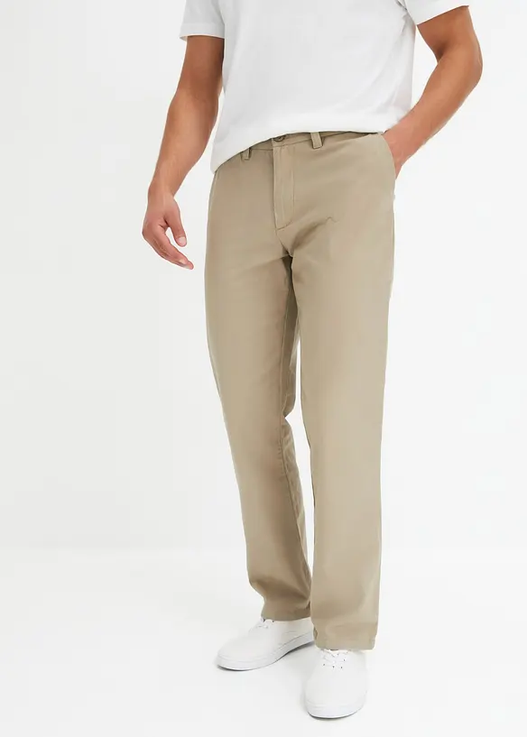 Regular-Fit Chinohose aus reiner Baumwolle, Straight in grün von vorne - bonprix