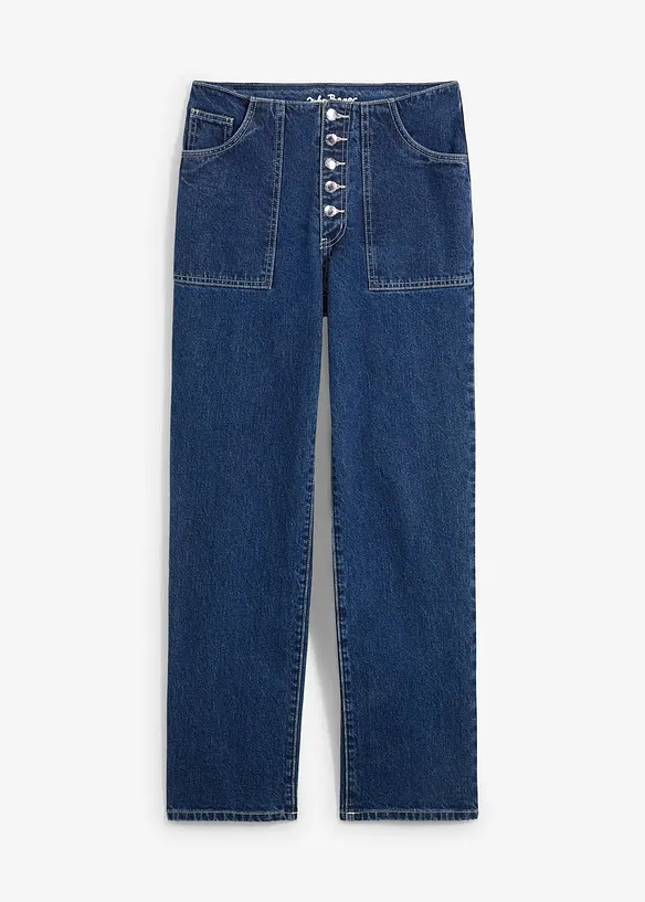 Straight Jeans Mid Waist, Stretch in blau von vorne - bonprix