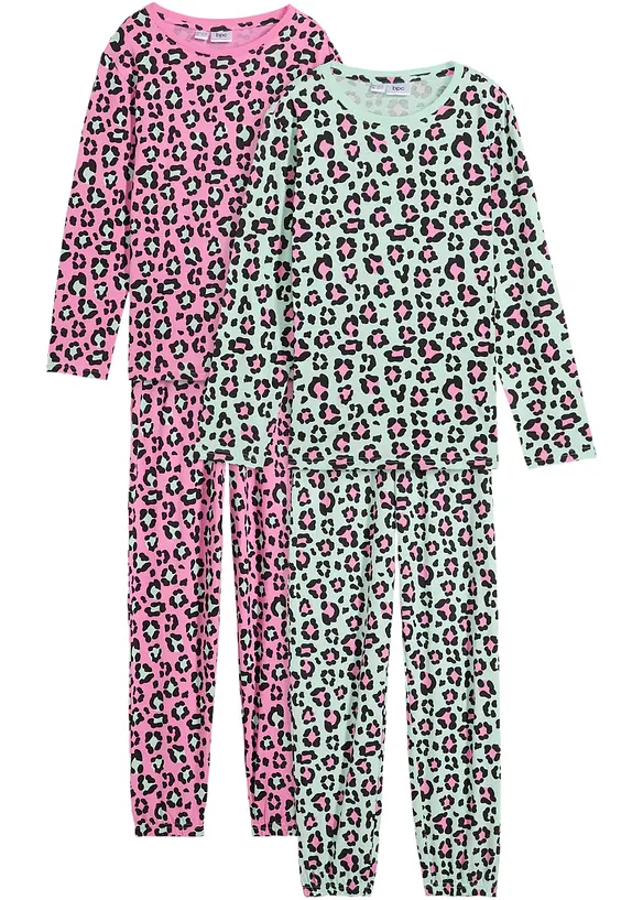 Pyjama aus weicher Baumwolle (4-tlg. Set) in pink von vorne - bonprix
