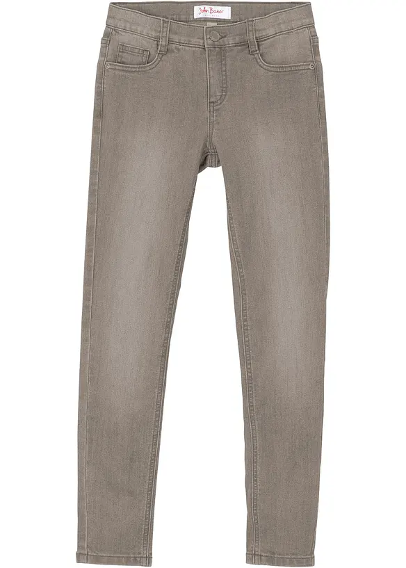 Mädchen Jeans, Skinny Fit in grau von vorne - bonprix