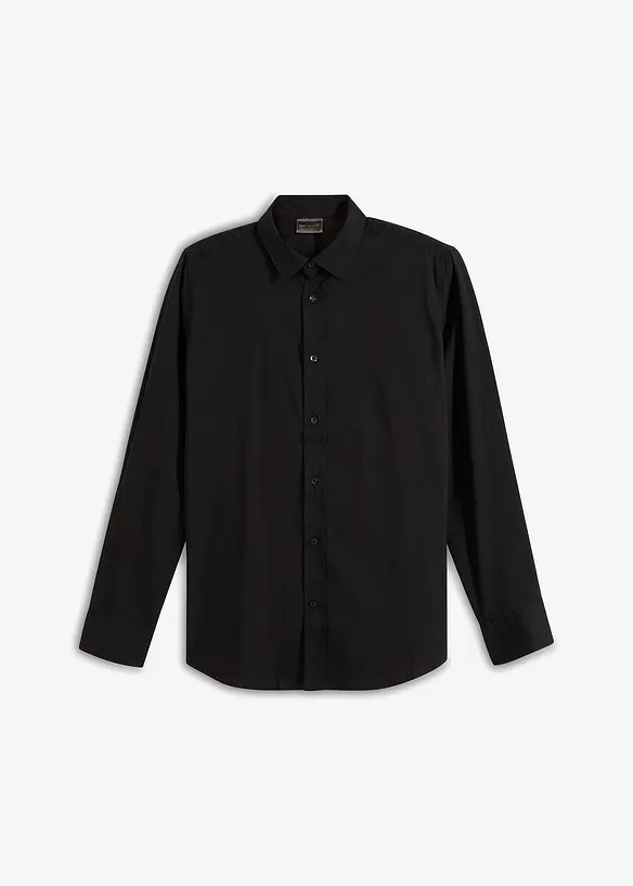 Business-Stretchhemd in Slim Fit in schwarz von vorne - bonprix