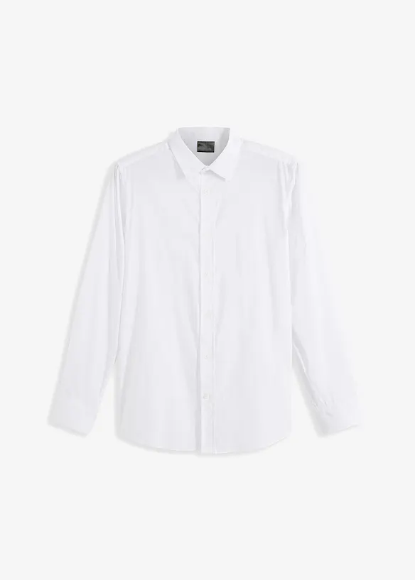 Business-Stretchhemd in Slim Fit in weiß von vorne - bonprix