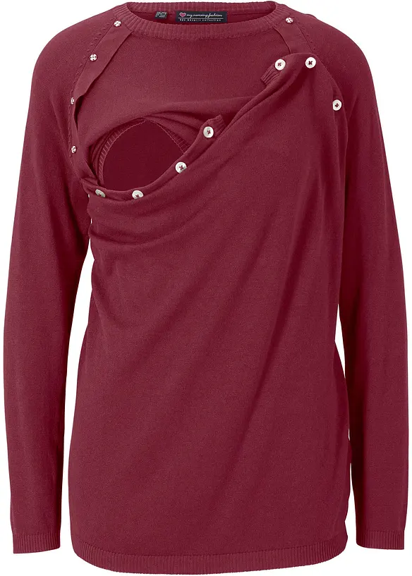 2-in-1 Umstands- und Stillpullover aus Feinstrick in rot von vorne - bonprix