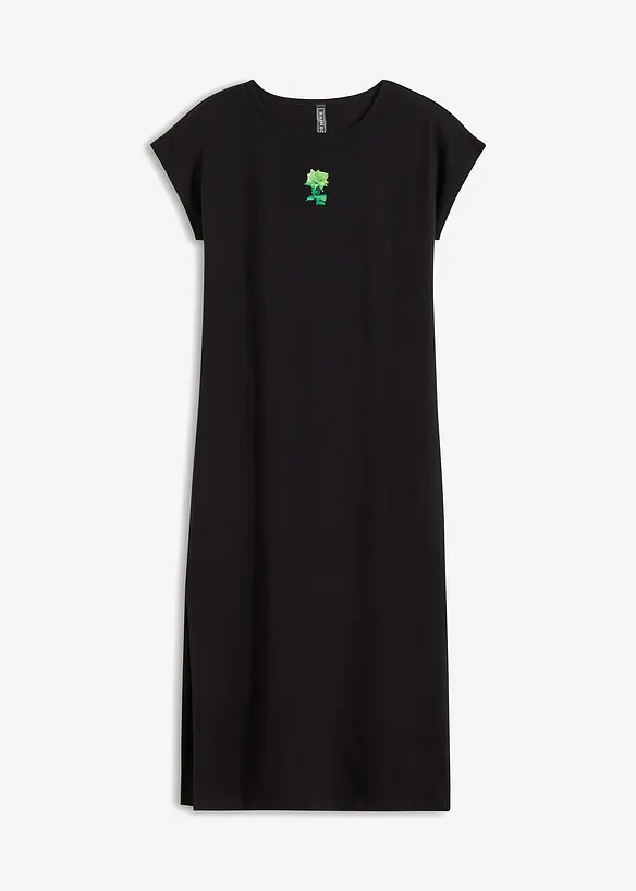 Shirtkleid mit Schlitz in schwarz von vorne - bonprix