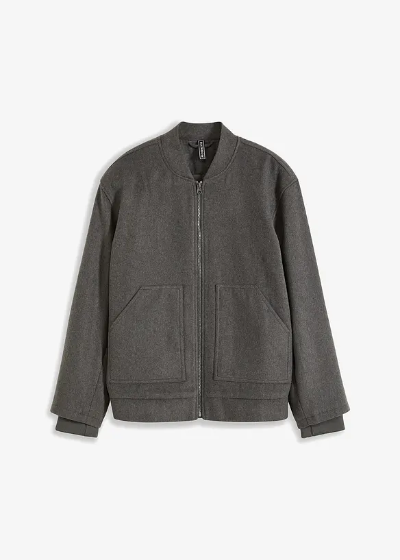 Oversized-Blouson in grau von vorne - bonprix