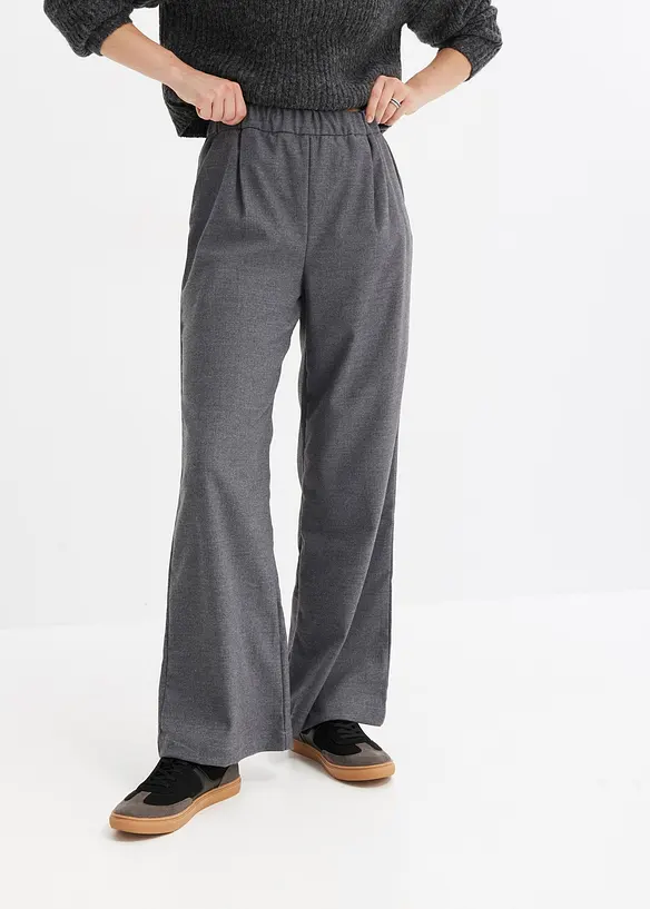 Marlene-Hose in Wolloptik aus Viskose-Mix in grau von vorne - bonprix
