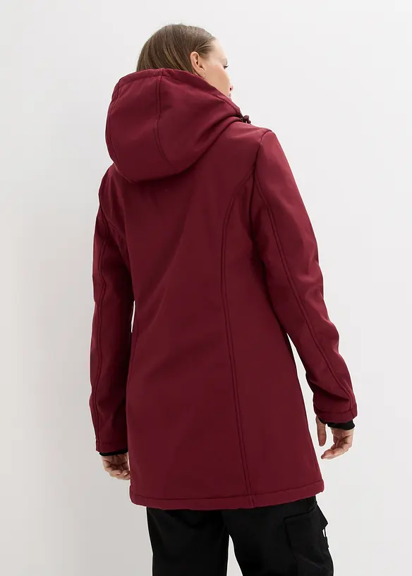 wasserabweisende Funktions-Softshell-Longjacke, Kuschelfleece in rot von hinten (im Anschnitt) - bonprix