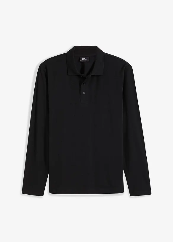 Poloshirt aus robustem Piqué in schwarz von vorne - bonprix