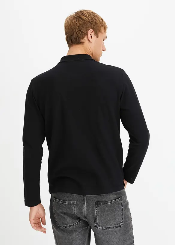 Poloshirt aus robustem Piqué in schwarz von hinten (im Anschnitt) - bonprix