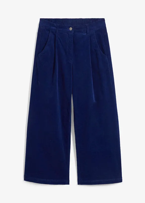 Weite Cord-Culotte aus Baumwoll-Mix in blau von vorne - bonprix Weite Cord-Culotte aus Baumwoll-Mix in blau von vorne - bonprix