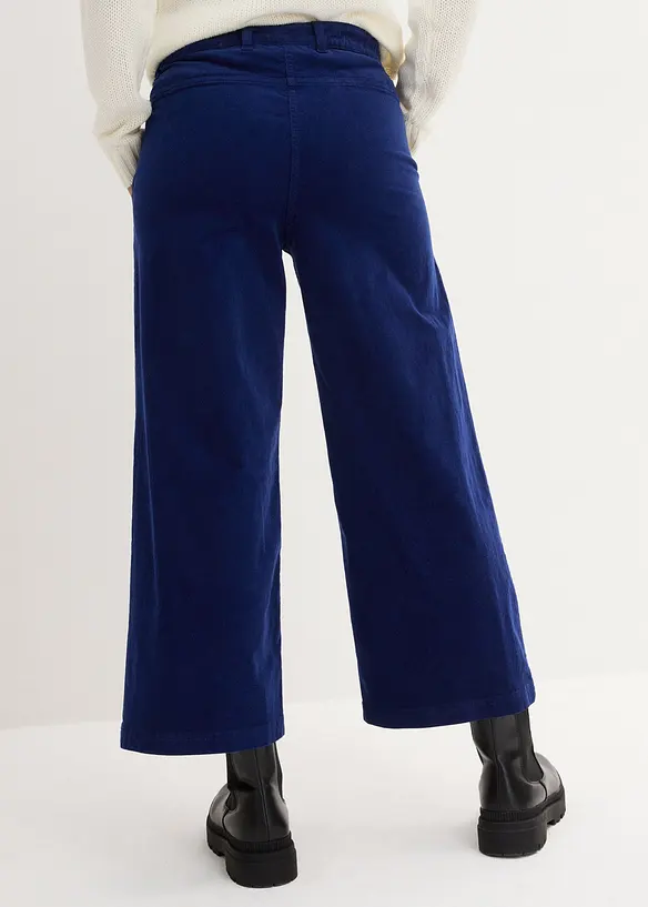 Weite Cord-Culotte aus Baumwoll-Mix in blau von hinten - bonprix Weite Cord-Culotte aus Baumwoll-Mix in blau von hinten - bonprix