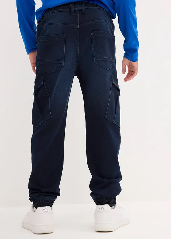 Regular Fit Sweat-Schlupfjeans mit Cargotaschen in blau von hinten - bonprix Regular Fit Sweat-Schlupfjeans mit Cargotaschen in blau von hinten - bonprix