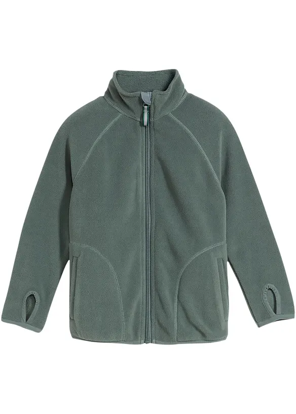 Kinder Fleecejacke in grün von vorne - bonprix