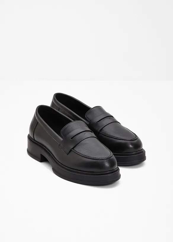 Loafer aus Leder in schwarz - bonprix
