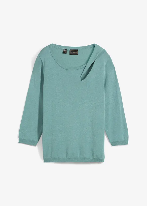 Pullover mit Detail in blau von vorne - bonprix