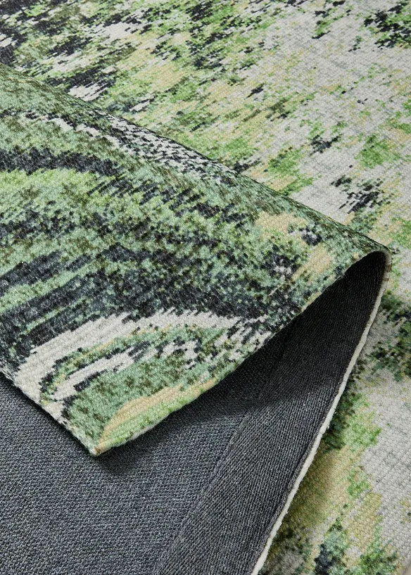 Teppich mit malerischer Musterung in grün (Detailaufnahme) - bonprix