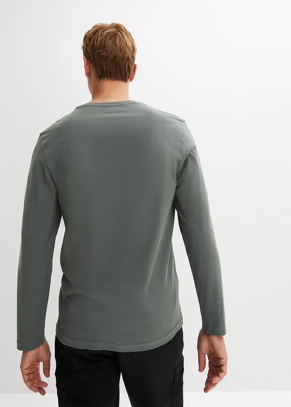 Langarmshirt aus reiner Bio-Baumwolle (2er Pack) in blau von hinten (im Anschnitt) - bonprix
