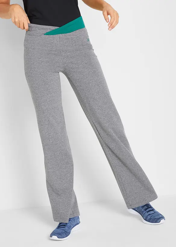 Baumwoll-Sporthose, Bootcut (2er Pack) in grau von vorne - bonprix Baumwoll-Sporthose, Bootcut (2er Pack) in grau von vorne - bonprix