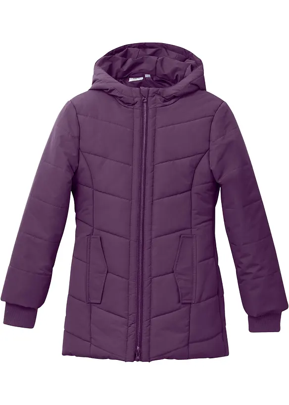 Winterparka mit Kapuze, wasserabweisend in lila von vorne - bonprix