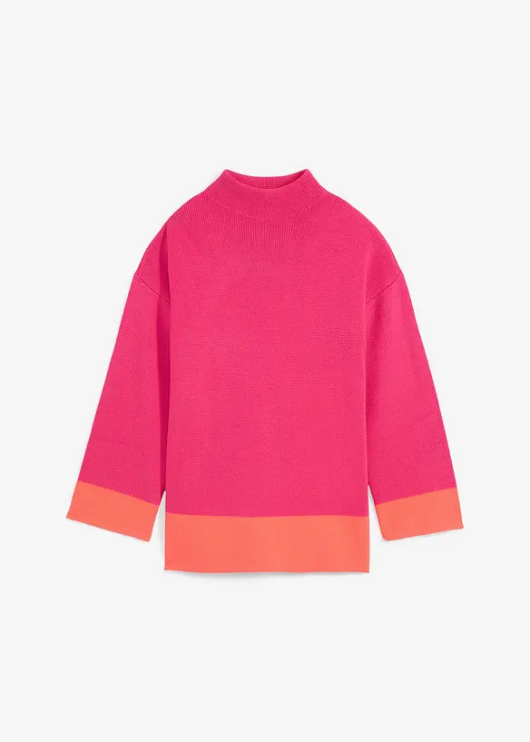 Oversize Pullover mit Stehkragen in pink von vorne - bonprix Oversize Pullover mit Stehkragen in pink von vorne - bonprix