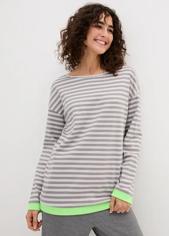 Langarmshirt aus Bio-Baumwolle in grau von vorne (im Anschnitt) - bonprix Langarmshirt aus Bio-Baumwolle in grau von vorne (im Anschnitt) - bonprix