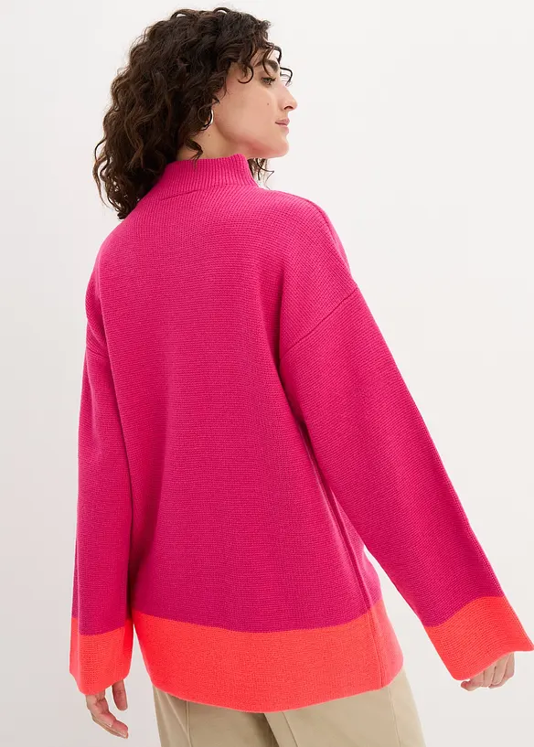 Oversize Pullover mit Stehkragen in pink von hinten (im Anschnitt) - bonprix Oversize Pullover mit Stehkragen in pink von hinten (im Anschnitt) - bonprix