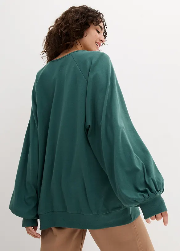 Oversize-Shirt aus reiner Baumwolle in grün von hinten (im Anschnitt) - bonprix