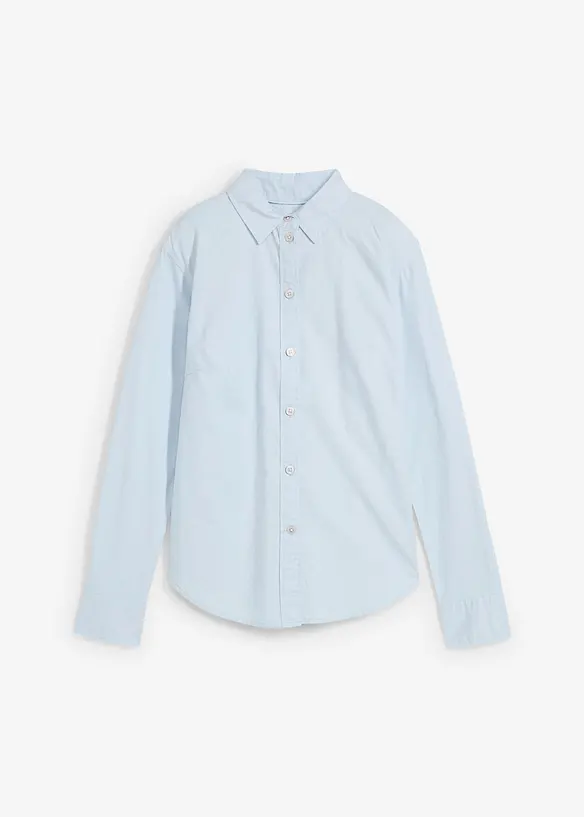 Essential Oxford-Bluse, Slim Fit in blau von vorne - bonprix