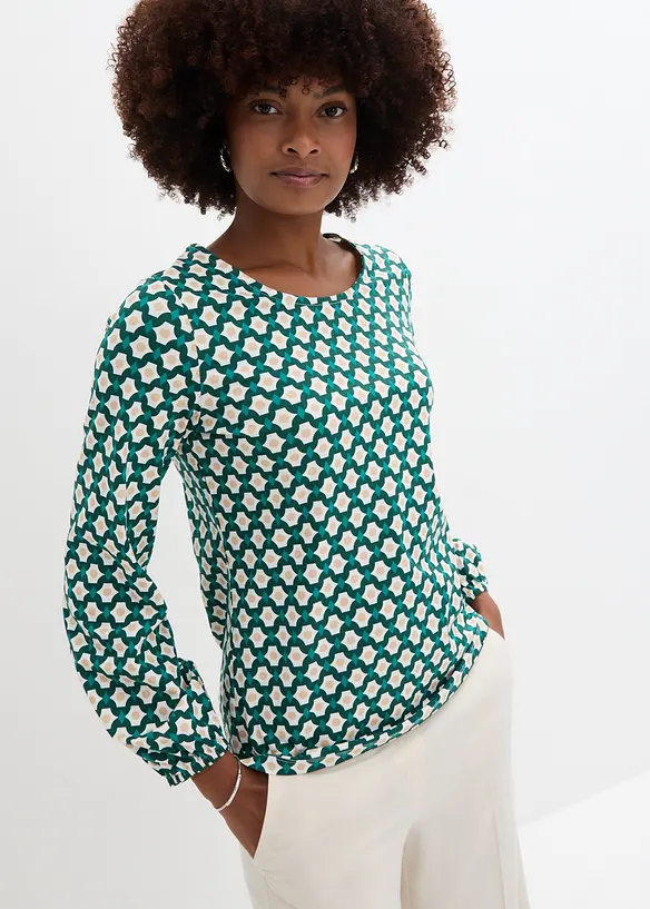 Langarmshirt in weiß von vorne (im Anschnitt) - bonprix