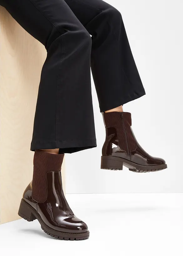 Boots mit Cord-Einsatz in braun - bonprix