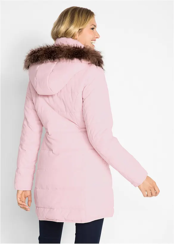 Steppjacke mit Kapuze, gefüttert in rosa von hinten (im Anschnitt) - bonprix