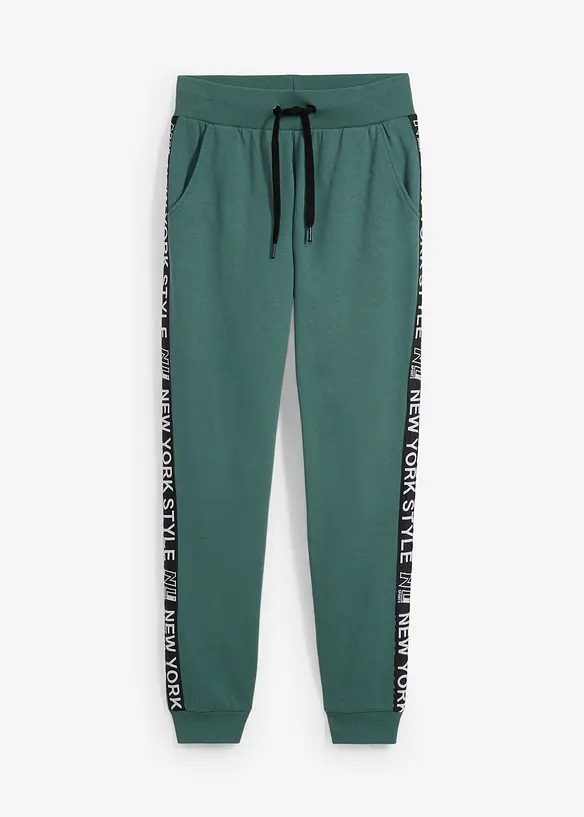 Sweathose mit Bündchen und Statement-Druck in grün von vorne - bonprix Sweathose mit Bündchen und Statement-Druck in grün von vorne - bonprix