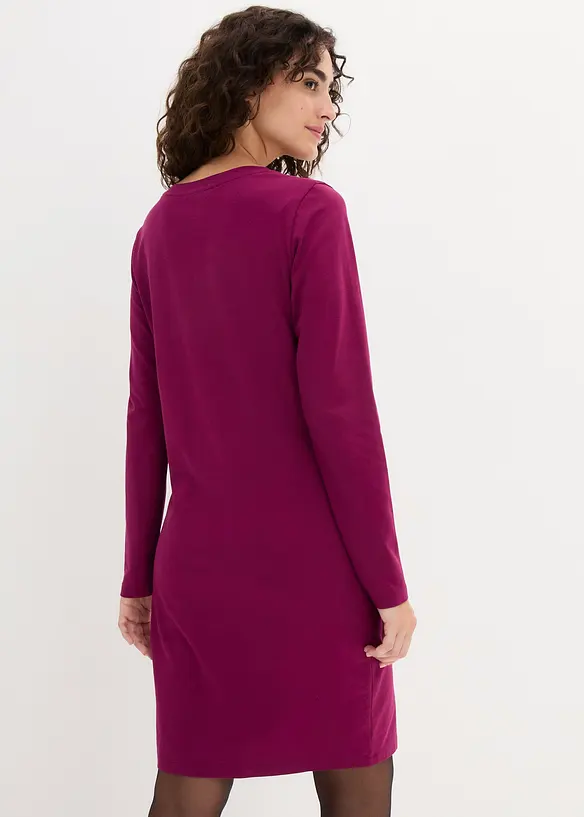 Jerseykleid aus Baumwolle mit Stretch (2er Pack) in lila von hinten (Totalaufnahme) - bonprix