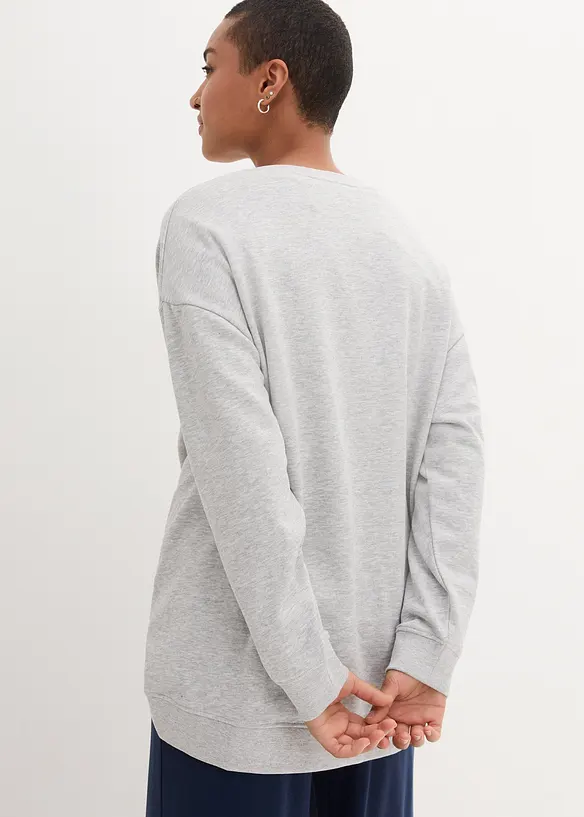 Oversize-Sweatshirt aus Baumwoll-Mix in grau von hinten (im Anschnitt) - bonprix