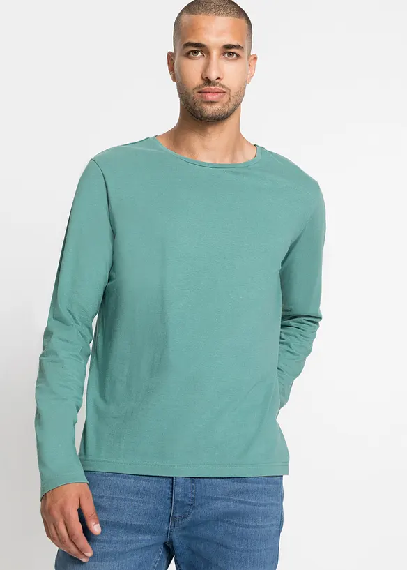 Langarmshirt in Regular Fit (3er Pack) in grün von vorne (im Anschnitt) - bonprix