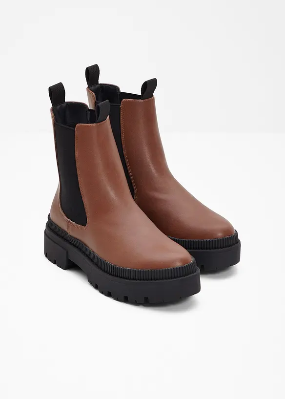 Chelsea-Boots mit Profilsohle in braun - bonprix